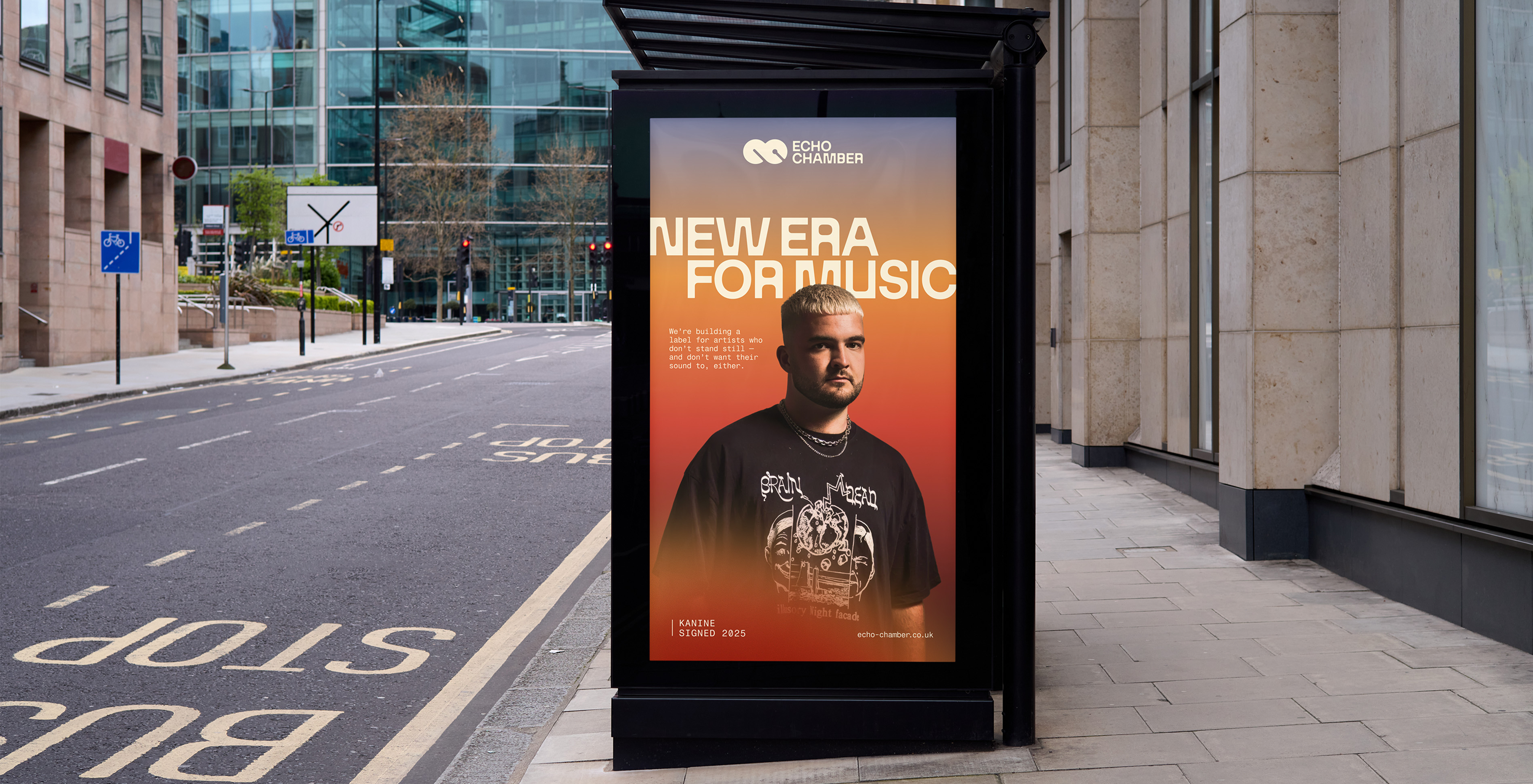Echo Chamber event posters fly-posted on a street cabinet