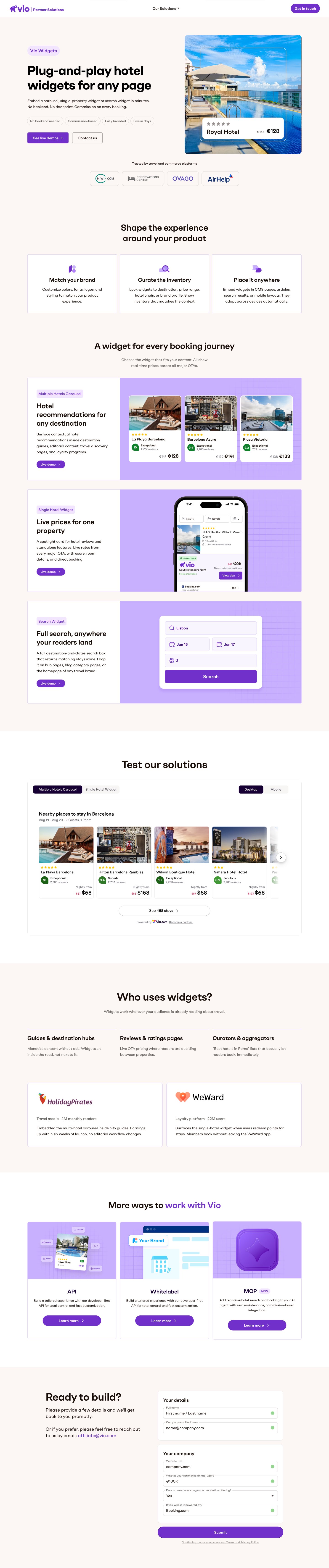 Vio Partner Solutions — Widgets page